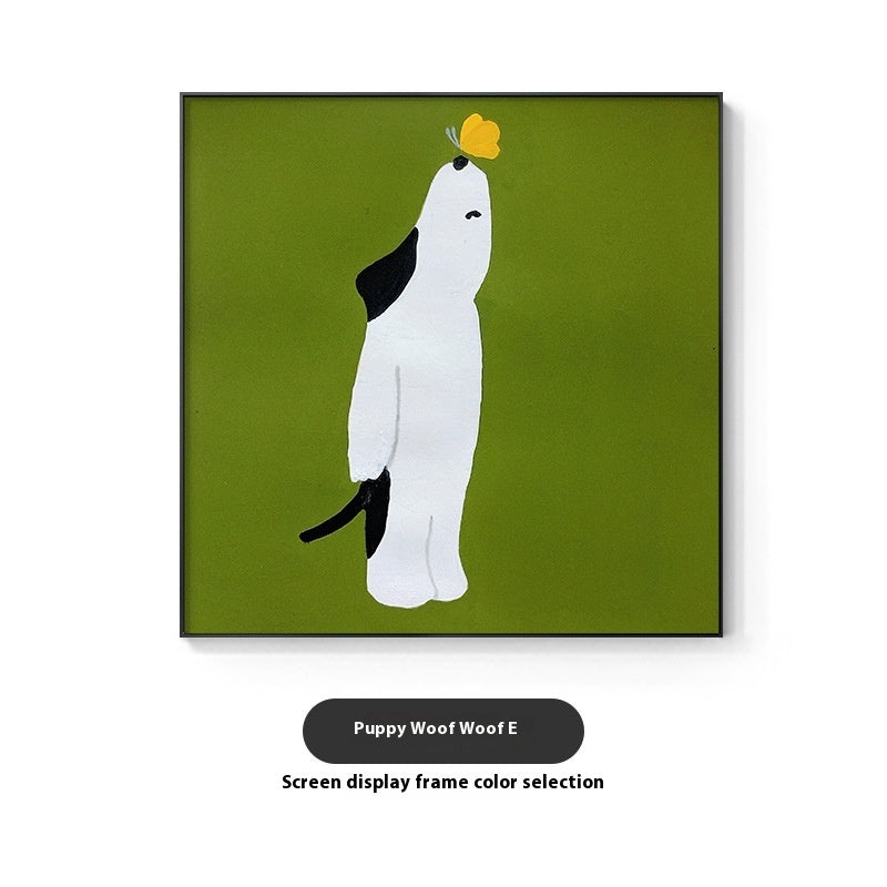 Cartoon Dog Red Square Restaurant Mural