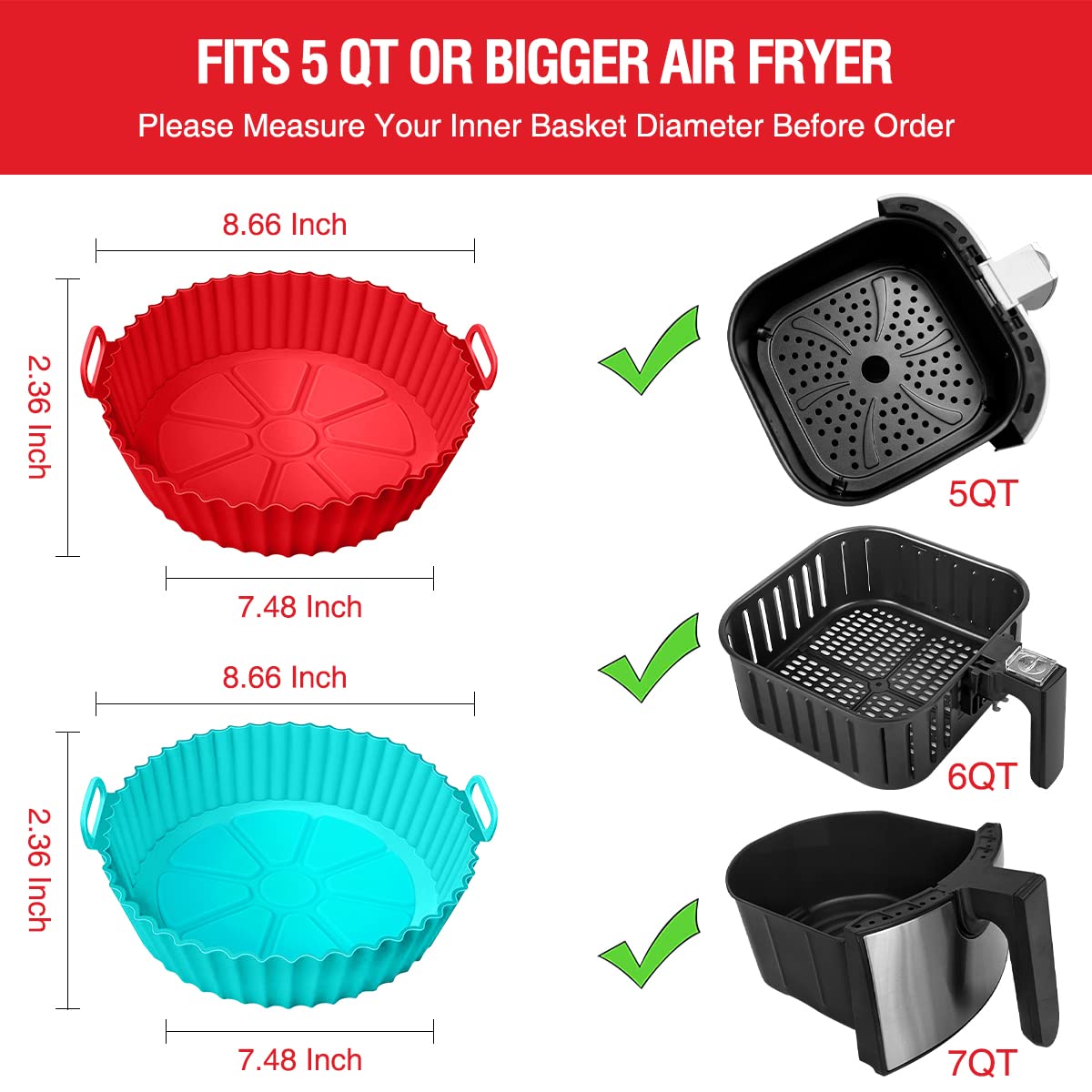 Air Fryer Silicone Liners Pot