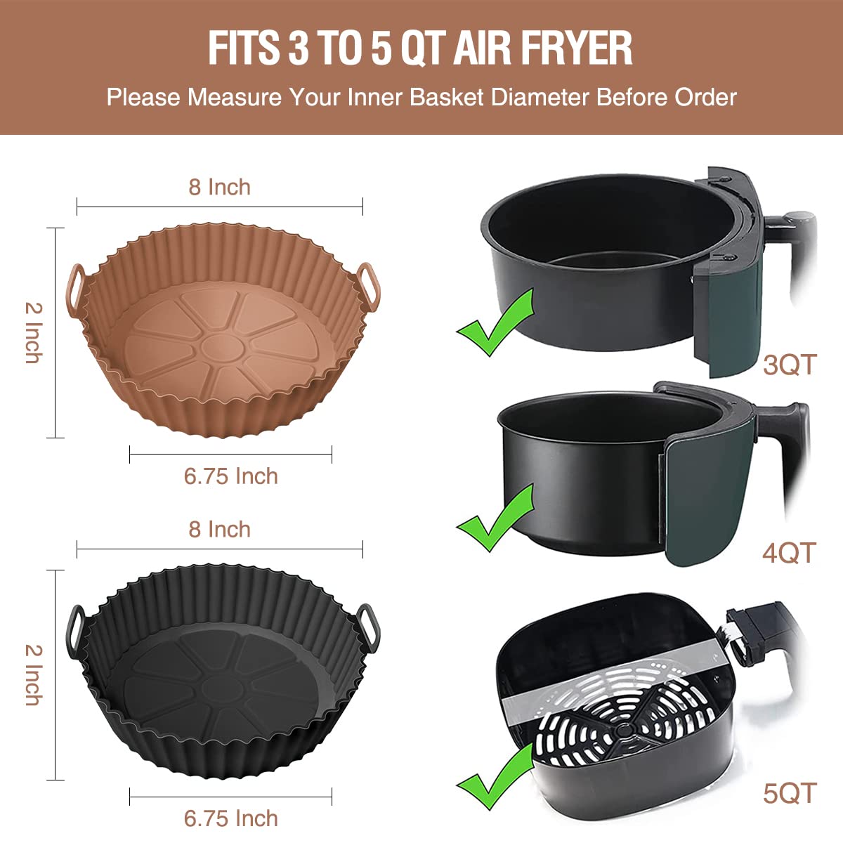 Air Fryer Silicone Liners Pot