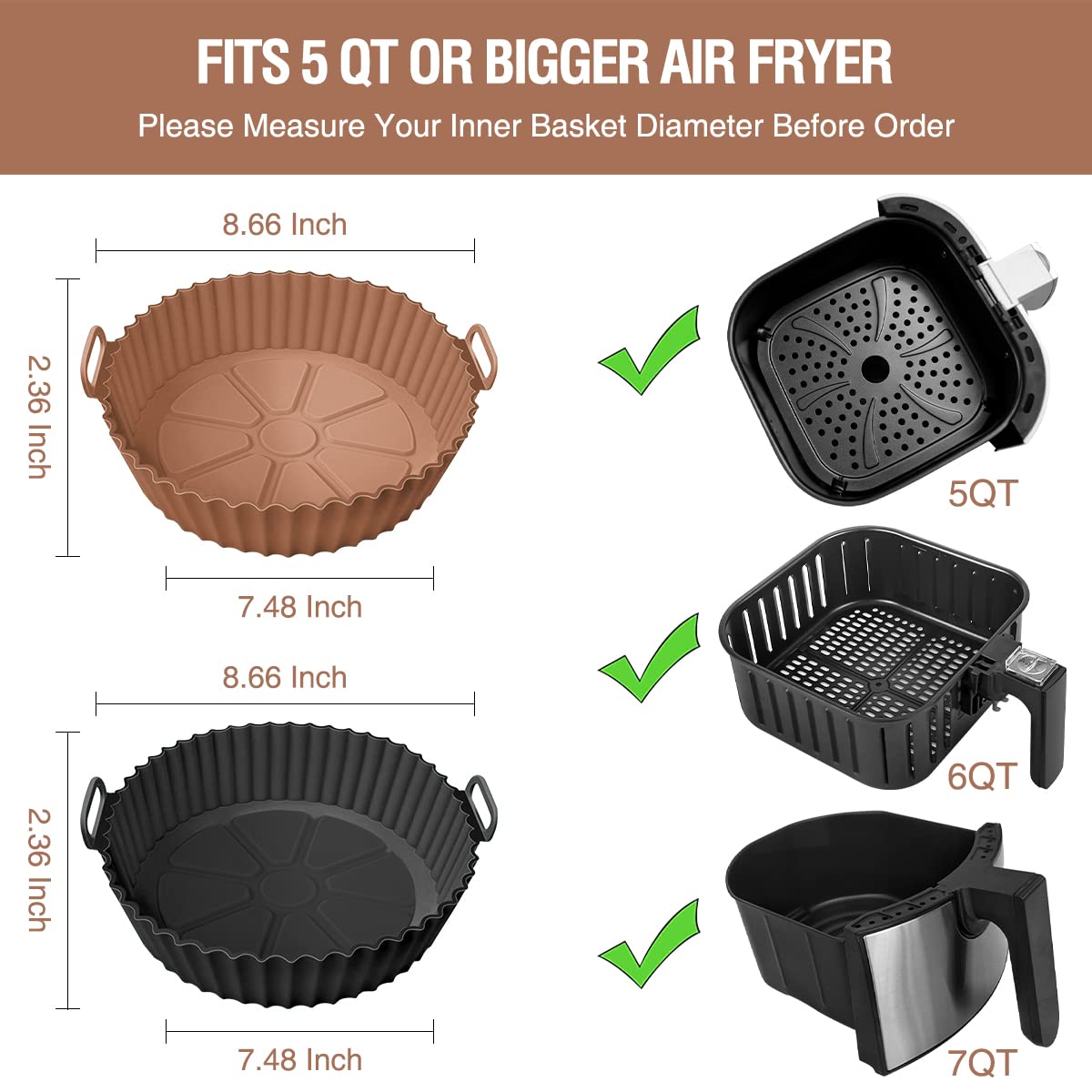 Air Fryer Silicone Liners Pot