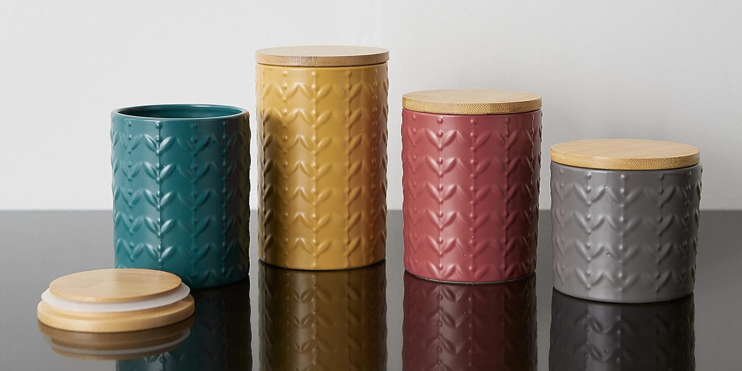 Textured Matte Ceramic Canister Set