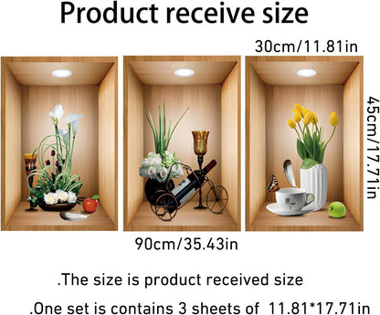 3D Green Pot Plants Wall Decals