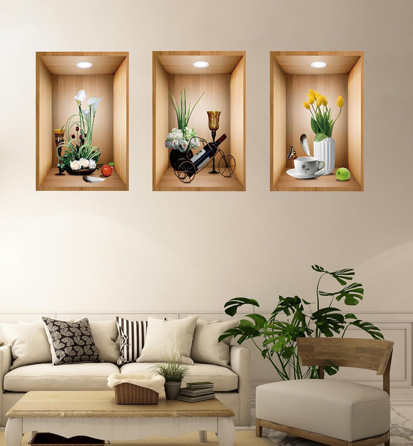 3D Green Pot Plants Wall Decals