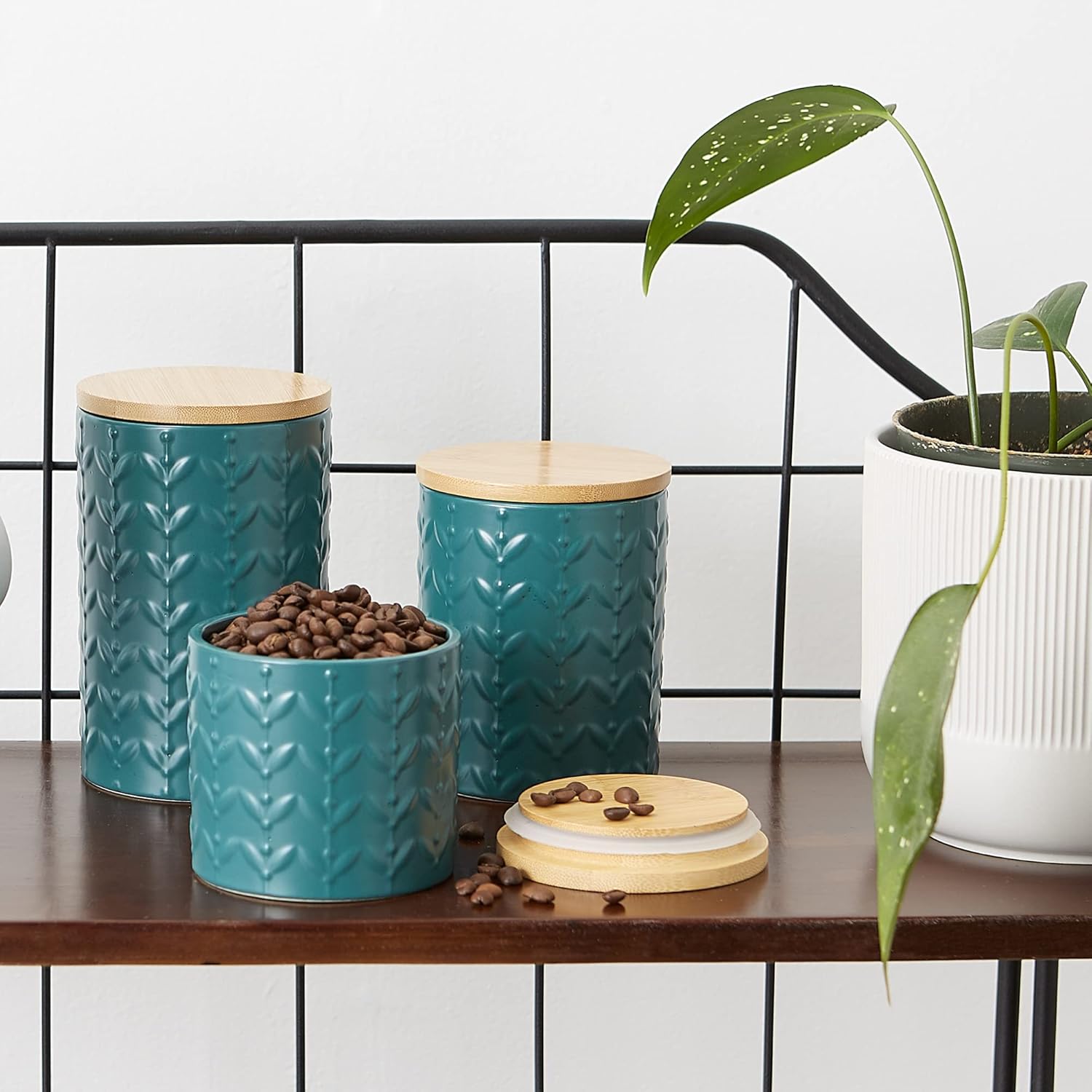 Textured Matte Ceramic Canister Set