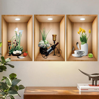 3D Green Pot Plants Wall Decals