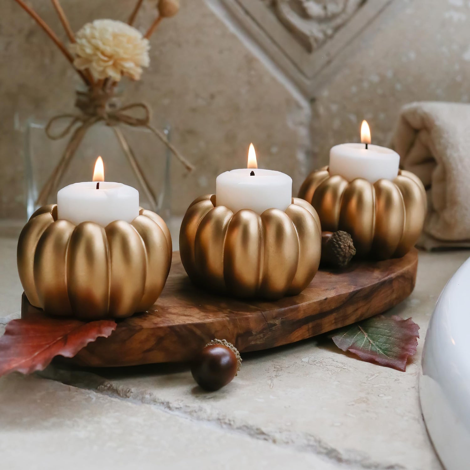 Pumpkin Candlestick Holders